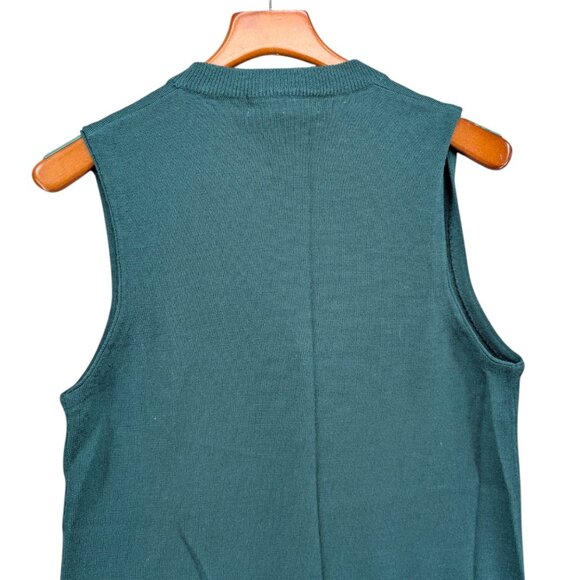 Vtg Preston York Cardigan Vest Mens Green Wool Blend Button Front Size M - Picture 5 of 10